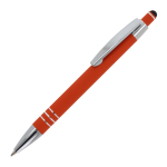 Aluminium pen met soft-touch afwerking en 3 zilveren ringen kleur oranje derde weergave
