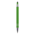 Aluminium pen met soft-touch afwerking en 3 zilveren ringen kleur limoen groen vierde weergave
