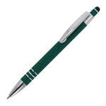 Aluminium pen met soft-touch afwerking en 3 zilveren ringen kleur donkergroen derde weergave