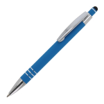 Aluminium pen met soft-touch afwerking en 3 zilveren ringen kleur lichtblauw derde weergave