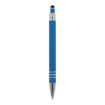 Aluminium pen met soft-touch afwerking en 3 zilveren ringen kleur lichtblauw vierde weergave