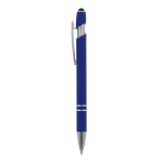 Gerecyclede aluminium pen met aanwijzer en blauwe inkt kleur blauw