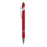 Gerecyclede aluminium pen met aanwijzer en blauwe inkt kleur rood