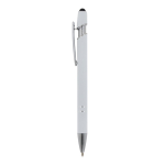 Gerecyclede aluminium pen met aanwijzer en blauwe inkt kleur wit