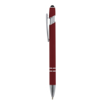 Gerecyclede aluminium pen met aanwijzer en blauwe inkt kleur donkerrood