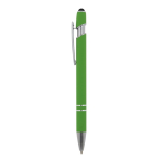 Gerecyclede aluminium pen met aanwijzer en blauwe inkt kleur limoen groen