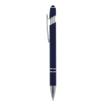 Gerecyclede aluminium pen met aanwijzer en blauwe inkt kleur donkerblauw