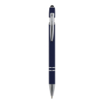 Gerecyclede aluminium pen met aanwijzer en blauwe inkt kleur donkerblauw tweede weergave