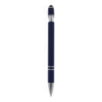 Gerecyclede aluminium pen met aanwijzer en blauwe inkt kleur donkerblauw vierde weergave