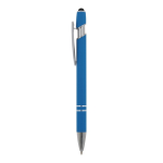 Gerecyclede aluminium pen met aanwijzer en blauwe inkt kleur lichtblauw