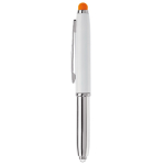 Pen met stylus in verschillende kleuren en lampje kleur oranje