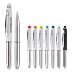 Pen met stylus in verschillende kleuren en lampje