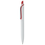 Witte plastic pen met kleurrijke drukknop gemaakt in de EU kleur rood