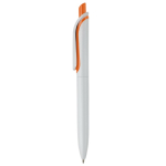 Witte plastic pen met kleurrijke drukknop gemaakt in de EU kleur oranje