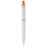 Witte plastic pen met kleurrijke drukknop gemaakt in de EU kleur oranje tweede weergave