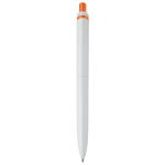 Witte plastic pen met kleurrijke drukknop gemaakt in de EU kleur oranje vierde weergave