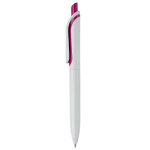 Witte plastic pen met kleurrijke drukknop gemaakt in de EU kleur roze