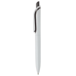 Witte plastic pen met kleurrijke drukknop gemaakt in de EU kleur wit/zwart