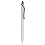 Witte plastic pen met kleurrijke drukknop gemaakt in de EU kleur wit/zwart vijfde weergave