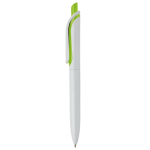 Witte plastic pen met kleurrijke drukknop gemaakt in de EU kleur lichtgroen