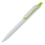 Witte plastic pen met kleurrijke drukknop gemaakt in de EU kleur lichtgroen derde weergave