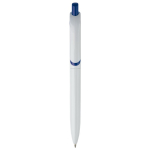Witte plastic pen met kleurrijke drukknop gemaakt in de EU kleur donkerblauw tweede weergave