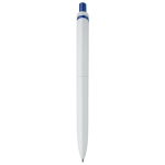 Witte plastic pen met kleurrijke drukknop gemaakt in de EU kleur donkerblauw vierde weergave