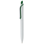 Witte plastic pen met kleurrijke drukknop gemaakt in de EU kleur donkergroen