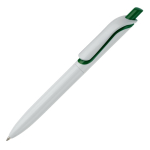 Witte plastic pen met kleurrijke drukknop gemaakt in de EU kleur donkergroen derde weergave