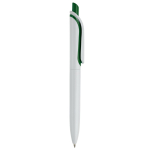 Witte plastic pen met kleurrijke drukknop gemaakt in de EU kleur donkergroen vijfde weergave