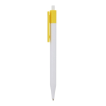 Plastic pen met gekleurde details aan de bovenkant kleur geel