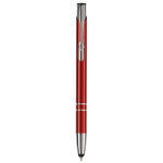Aluminium pen met touchscreenpunt, blauwe inkt kleur donkerrood tweede weergave