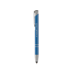 Aluminium pen met touchscreenpunt, blauwe inkt met afdrukgebied