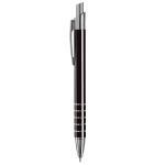Aluminium pen met matte afwerking en 5 zilveren ringen kleur zwart