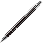 Aluminium pen met matte afwerking en 5 zilveren ringen kleur zwart derde weergave