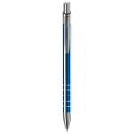 Aluminium pen met matte afwerking en 5 zilveren ringen kleur blauw tweede weergave