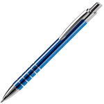 Aluminium pen met matte afwerking en 5 zilveren ringen kleur blauw derde weergave