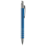 Aluminium pen met matte afwerking en 5 zilveren ringen kleur blauw vijfde weergave
