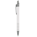 Aluminium pen met matte afwerking en 5 zilveren ringen kleur wit