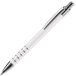Aluminium pen met matte afwerking en 5 zilveren ringen kleur wit derde weergave