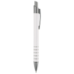 Aluminium pen met matte afwerking en 5 zilveren ringen kleur wit vijfde weergave