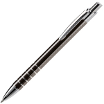 Aluminium pen met matte afwerking en 5 zilveren ringen kleur grijs derde weergave