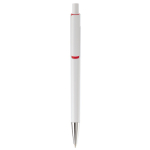 Witte plastic pen met subtiele kleurdetails kleur rood tweede weergave
