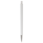 Witte plastic pen met subtiele kleurdetails kleur rood vierde weergave