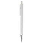 Witte plastic pen met subtiele kleurdetails kleur wit