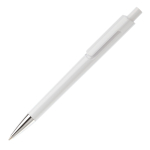 Witte plastic pen met subtiele kleurdetails kleur wit derde weergave
