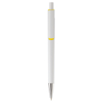 Witte plastic pen met subtiele kleurdetails kleur geel tweede weergave