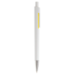 Witte plastic pen met subtiele kleurdetails kleur geel vijfde weergave