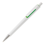 Witte plastic pen met subtiele kleurdetails kleur groen derde weergave
