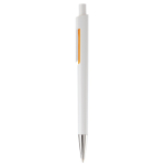 Witte plastic pen met subtiele kleurdetails kleur oranje